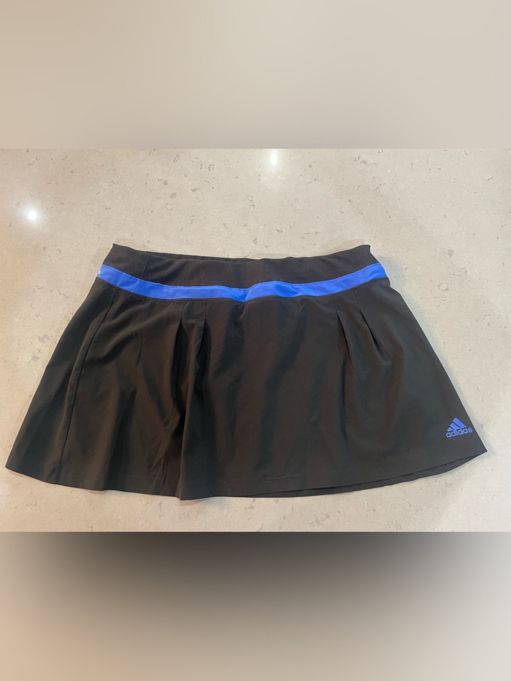 adidas Black Women’s Athletic Skort with Blue Waistband Detail